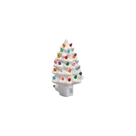 Lampada notturna a forma di albero di Natale in resina 3D, ideale per casa e giardino (bianca) - Crezuo