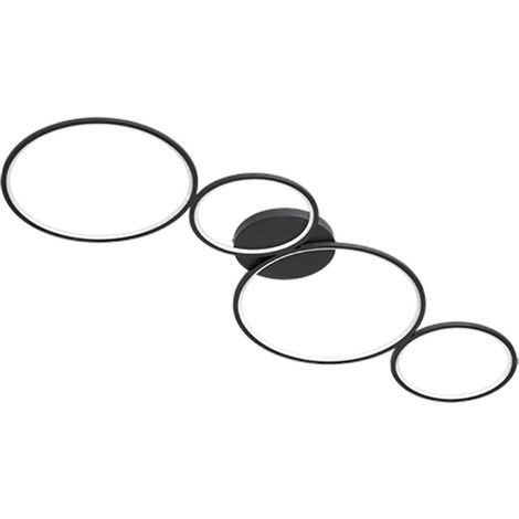 Plafoniera LED, metallo, nero opaco, L97 cm, Rondo (1/4)