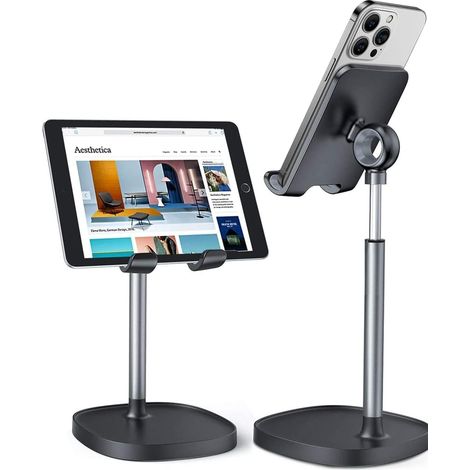 Organisateurs et accessoires de bureau Support de téléphone portable pour espace de travail Blanc Hauteur Angle réglable Support stable Support robuste (noir) (1/5)