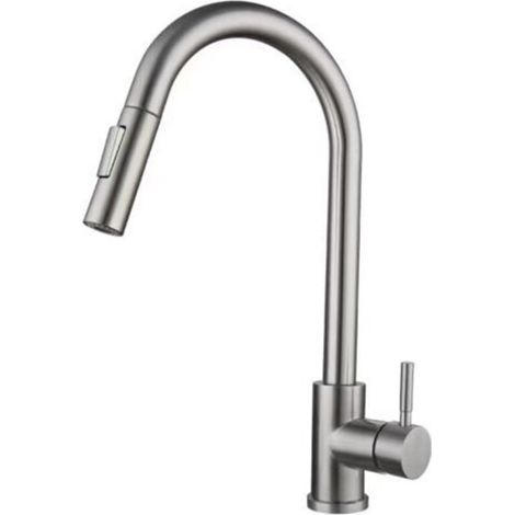 360° Swivel Kitchen Faucet with Pull-Out Sprayer, Brushed Nickel Stainless Steel High-Pressure Mixer Tap (1/5)