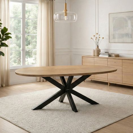 Table à manger ovale 240x100x76 cm en bois exotique - MAELIA