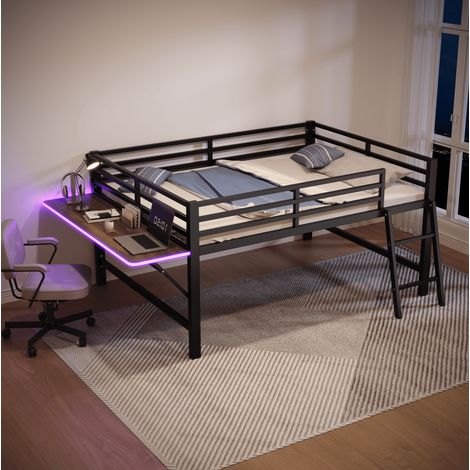 Bett Doppelbett klappbar 140x200 Metall mit Schreibtisch HAVRYA (1/5)