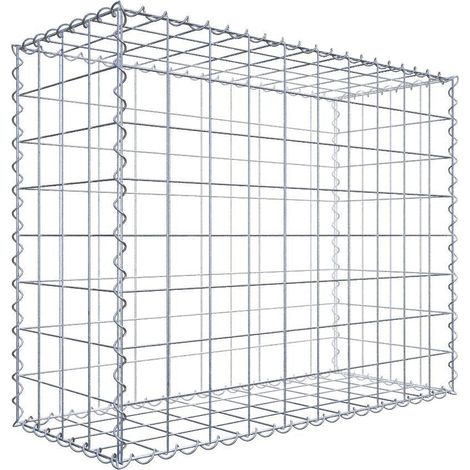 Gabion 100 cm x 80 cm x 40 cm – Mailles 10 x 10 cm – Construction en fil de fer galvanisé – Résistance à la corrosion – Montage rapide avec spirales – Gabiona (1/7)