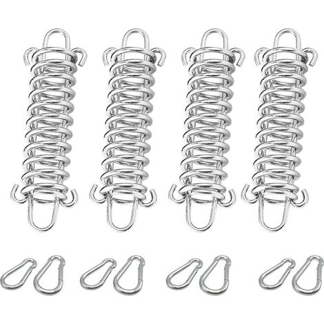 EASYCOMFORT Lot de 4 ressorts de traction en acier inoxydable avec crochets, haute résistance, kit de fixation pour tente de camping, auvent et usage extérieur (1/5)