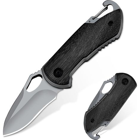 Klappmesser mit Holzgriff, Jagd Camping Taschenmesser, einhändig bedienbar, klein, Outdoor Mini Werkzeug