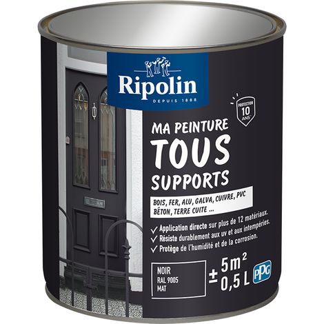 Ma Peinture Tous Supports - Mat - 0,5L - Noir - Ripolin (1/5)