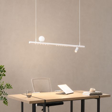 Weiße Pendelleuchte Magnetsystem 1 Spot 2 Profile und 1 Glaskugel LED 22W - Lyne (1/5)