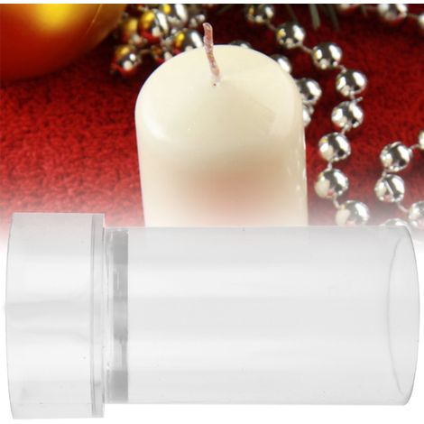 Moule à bougie en plastique transparent, moule de fabrication de bougies de style église avec couvercle en métal (5 x 10 cm) (1/5)