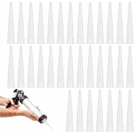 Lot de 40 Embout Douille Pistolet Silicone Cartouche Douilles Silicone Buses de Rechange pour Mastic Adhésif en Silicone avec Grattoir Plastique pour Calfeutrer Extension Remplacement Calfeutrage (1/5)