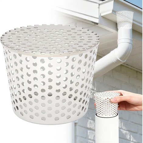 Protector de canalones, filtro de agua de lluvia, canalón de PVC, rejilla antihojas para canalones, filtro de canalones, filtro de acero inoxidable para hojas y ramas (90-110 mm) (1/5)