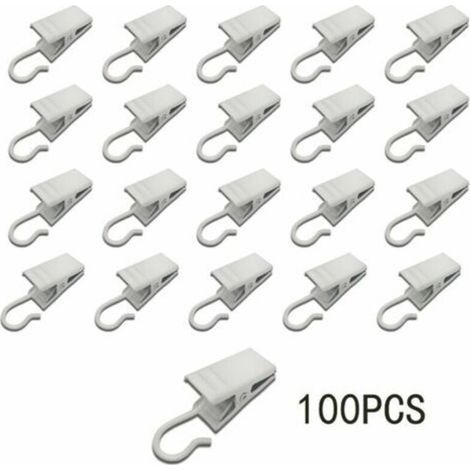 100 Stück Metall-Gardinenclips, Aufhängehaken, Lampenfassungen, Partydekorationsartikel (Weiß) (1/5)