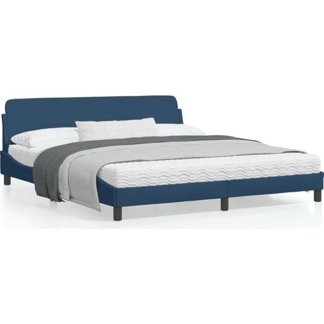 vidaXL Giroletto con Testiera Dover Blu 180x200 cm Tessuto (1/5)
