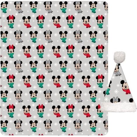 Ensemble couverture polaire corail et souris Disney Mickey Mouse Noël Minnie Mouse
