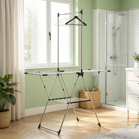 Sèche-linge tournant en acier inoxydable, acier inoxydable robuste, pour lavande, serviettes et linge délicat (1/5)