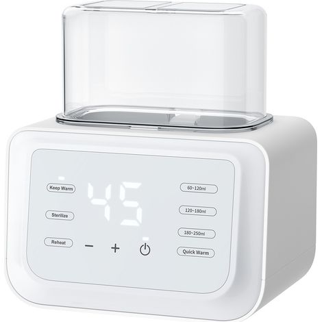 3-in-1 Babyflaschenwärmer und Sterilisator, Schnellwärmer für Babynahrung und Auftaufunktion, BPA-freier Wärmer mit LCD-Bildschirm und präziser Temperaturregelung (Cremeweiß)