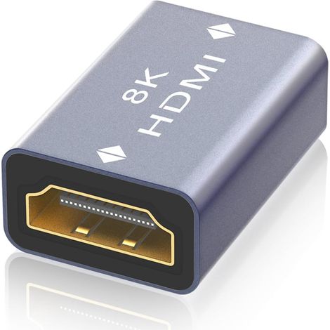 Coupleur HDMI 8K 2.1, Plaqué Or Rallonge HDMI Femelle vers Femelle Supporte 8K @60Hz 4K 2K 1080P 3D UHD, Résolution 7680 x 4320, HDR, Arc Compatible avec PC, Moniteur, Roku TV (1/5)