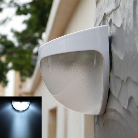 Lámpara solar LED inalámbrica con sensor, para montaje en pared (blanca)