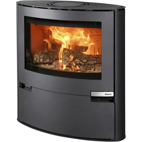 Poêle à bois elliptique large 50 cm – Puissance 6,5 kW – Système Aduro-tronic pour combustion optimisée – Porte de rangement intégrée (1/5)