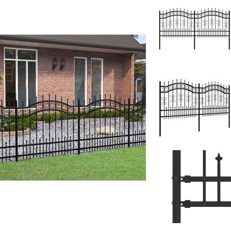 Gartenzaun mit Speerspitzen Schwarz 140 cm Stahl - Gartenzaun - Stahlezaune - Metallzaun - Sicherheitszaun - Zierzaun (1/5)