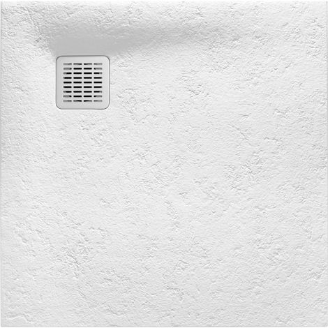 Roca – Receveur de douche à poser 80x80cm – Résine Stonex antidérapant et découpable – Grille inox incluse – Finition blanc mat