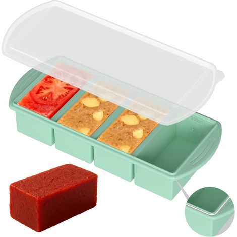 Silikon Gefrierform mit Deckel, 250ml Portionierer für Suppe, BPA-frei, stapelbar, Mintgrün (1/5)