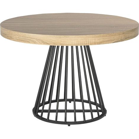 Table Ronde Extensible Chêne Clair – 110 à 260 cm – Table Salle à Manger Design avec 3 Rallonges pour 4 à 12 Personnes – Pied Central Stable Moderne (1/5)