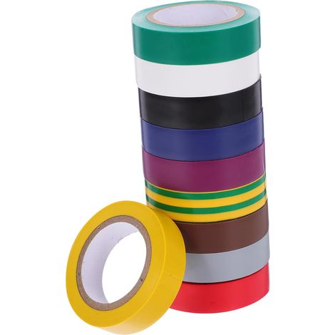 Ruban isolant électrique en PVC 15 mm x 10 m, rouleaux de couleurs (1/5)