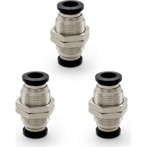 Raccord pneumatique en 3 parties, raccord traversant pneumatique, raccord rapide pneumatique, diamètre de tuyau connectable : 8 mm (1/5)
