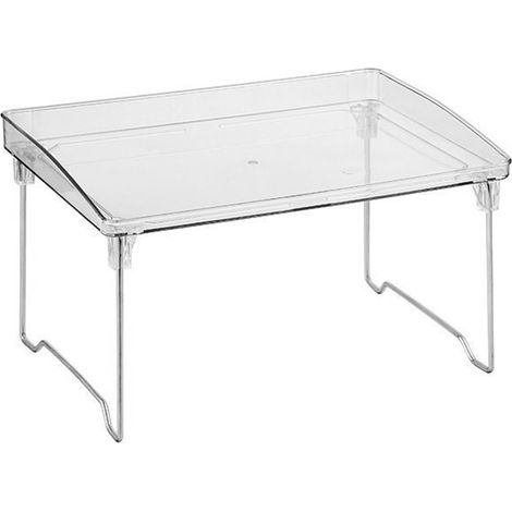 Organisateur de table transparent empilable en plastique pour maquillage, ustensiles de cuisine et papeterie, un niveau, taille unique (1/5)