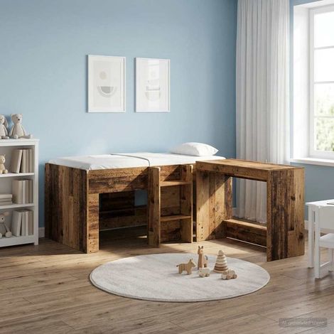 Marco de Cama Alta para Niños 2 pcs Madera envejecida