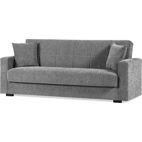 Bellahome – Canapé convertible 3 places – Noir – Dimensions 80x212 cm – Couchage confortable – Structure en bois durable (1/4)