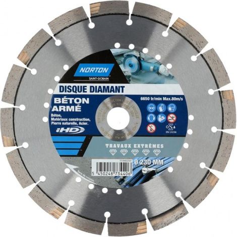 NORTON segmentierte Hochleistungs-Diamanttrennscheibe für Baumaterialien, 230 mm Durchmesser NORTON