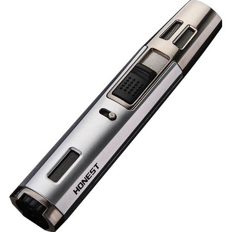 Briquet Tempête - Double Jet Flamme Réglable - Rechargeable Butane - Résistant Vent - Pour Barbecue Cuisinière Cheminée Camping - 1 Pièce (1/5)