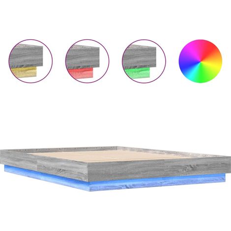 Maison Exclusive - Bettgestell mit LED Grau Sonoma-Eiche 160x200