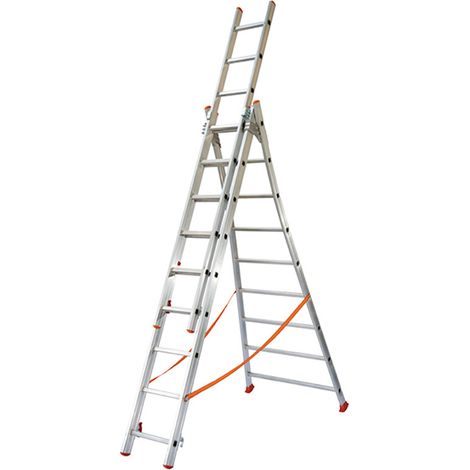 Echelle transformable 3x9 barreaux - Longueur déployée 5,94m - Sol plat ou escalier - ATL260-3