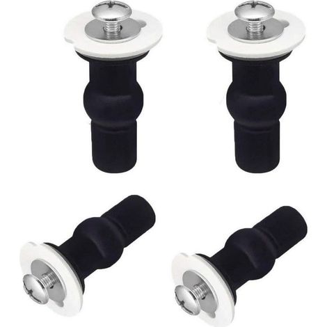Set mit 4 Schrauben für Toilettensitz, Scharnierschrauben, Toilettensitzbefestigungen, dehnbares Gummi-Ersatzteilset (für Toilettensitze mit einem 14 bis 16 mm Loch)