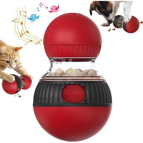 Jouet interactif pour chien avec distributeur de croquettes, puzzle alimentaire pour chiens et chats avec chants d'oiseaux, distributeur de croquettes réglable pour une alimentation lente. (1/5)