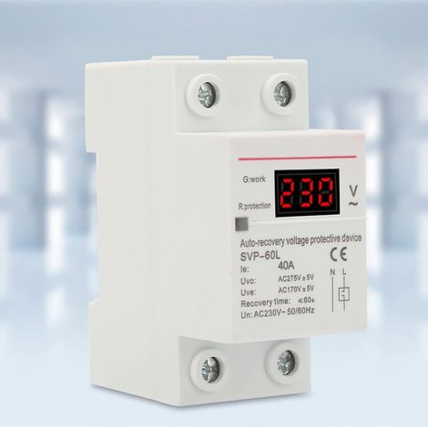 Protection Teleruttore 2 ModuliDevice DIN Rail Support Protecteur 230V 40A Automatique Récupération Sous-Tension de Surtension (1/5)