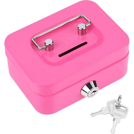 Elegante caja de acero para dinero, caja de propinas, pequeña caja fuerte con cerradura y llave para monedas y billetes.