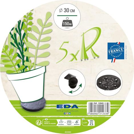 Roule Pot Ardoise 30cm Mobilité Facile Pour Pots Lourds - Eda
