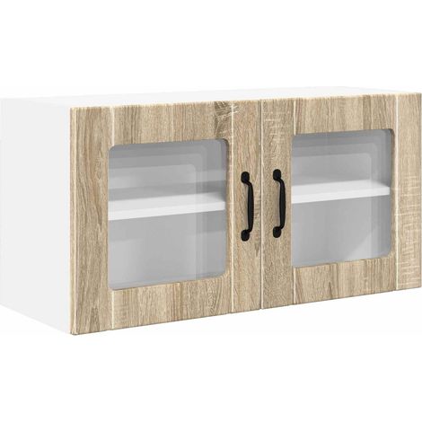 Maison Exclusive - Mobile in vetro da parete PORTO Rovere Sonoma 80 x 31 x 40 cm (1/5)