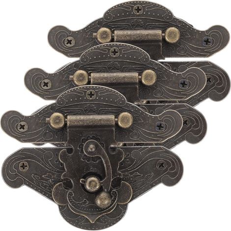 Loquet à boucle vintage en alliage de zinc 3pcs pour tiroirs et armoires, fermeture pivotante classique adaptée aux meubles et coffres, accessoires avec vis inclus (1/5)