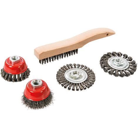 Set 5 spazzole metalliche e spazzole a tazza a filo ritorto Silverline ideale per smerigliatrici