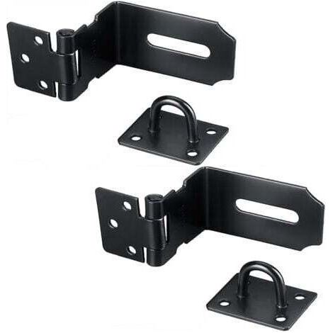 90 Degrés Loquet de porte en acier inoxydable , 5 Inch Loquet de Sécurité à Moraillon de sécurité Verrou Porte Fermoir de Cadenas pour chambre à coucher, garage, fenêtre noir