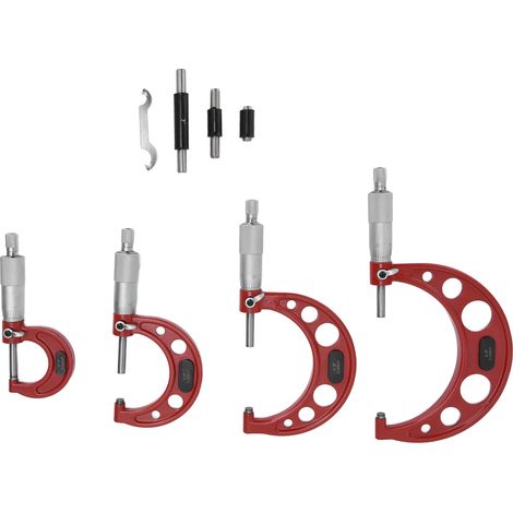 Micromètre d'extérieur 4 pièces, précision 0,0001 pouce, outil de précision pour machiniste permettant de mesurer des diamètres de 0 à 4 pouces. (1/5)