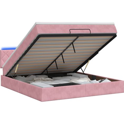 Maison Exclusive - Lit coffre avec matelas et LED Rose 180 x 200 cm Velours (1/5)