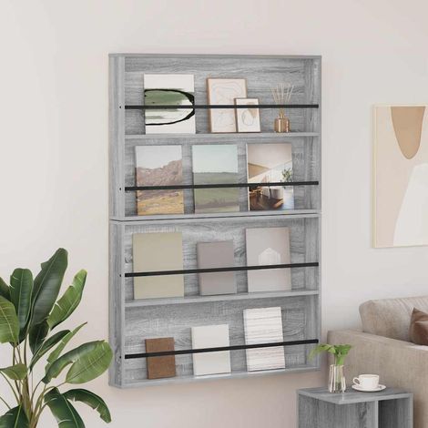 Magazinregal 2 pcs Graues Sonoma 100 x 12 x 70 cm Holzwerkstoff