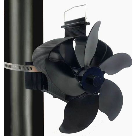 5 Pale Magnétiques Ventilateur Poele à Bois, Amélioration Alimenté à la Chaleur Ventilateur Cheminee, Silencieux avec Thermomètre pour Bois/Bûches/Cheminée/Tuyau de Poele rechange anneau