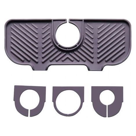 Tapis d'égouttement en silicone pour robinet, tapis d'évier sous robinet, organiseur pour éponges, brosses, savon. (gris)-Chrom (1/5)