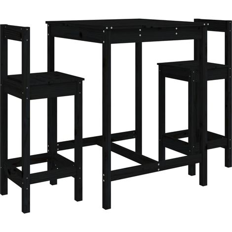 Maison Exclusive - Set Bar da Giardino 3 pz Nero in Legno Massello di Pino